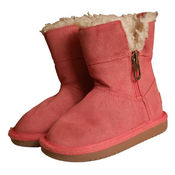 Koolaburra by UGG Youth Size 7 Aribel Short Pink Suede Faux Fur Round Toe - Picture 1 of 9